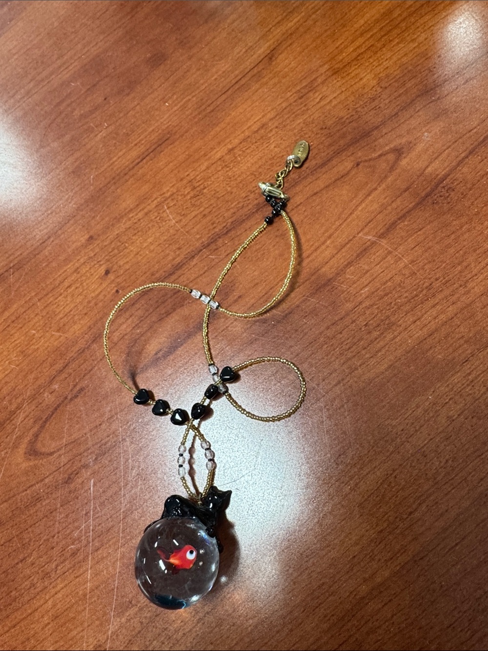 Paola cat fishbowl pendant glass necklace